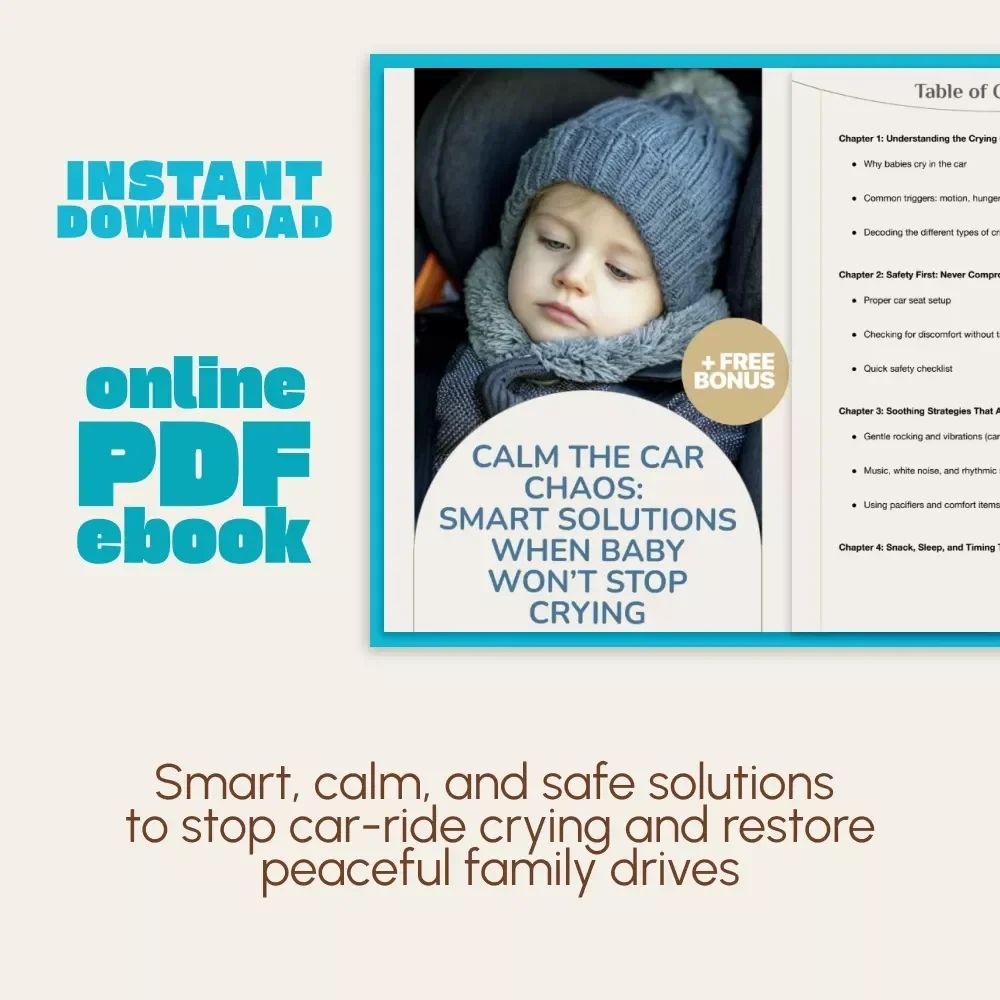 Calm the Car Chaos: Smart Solutions When Baby Won’t Stop Crying | Ebook for New Parents | what to do if baby cries nonstop in car | Digital Parenting Guide for Peaceful Drives