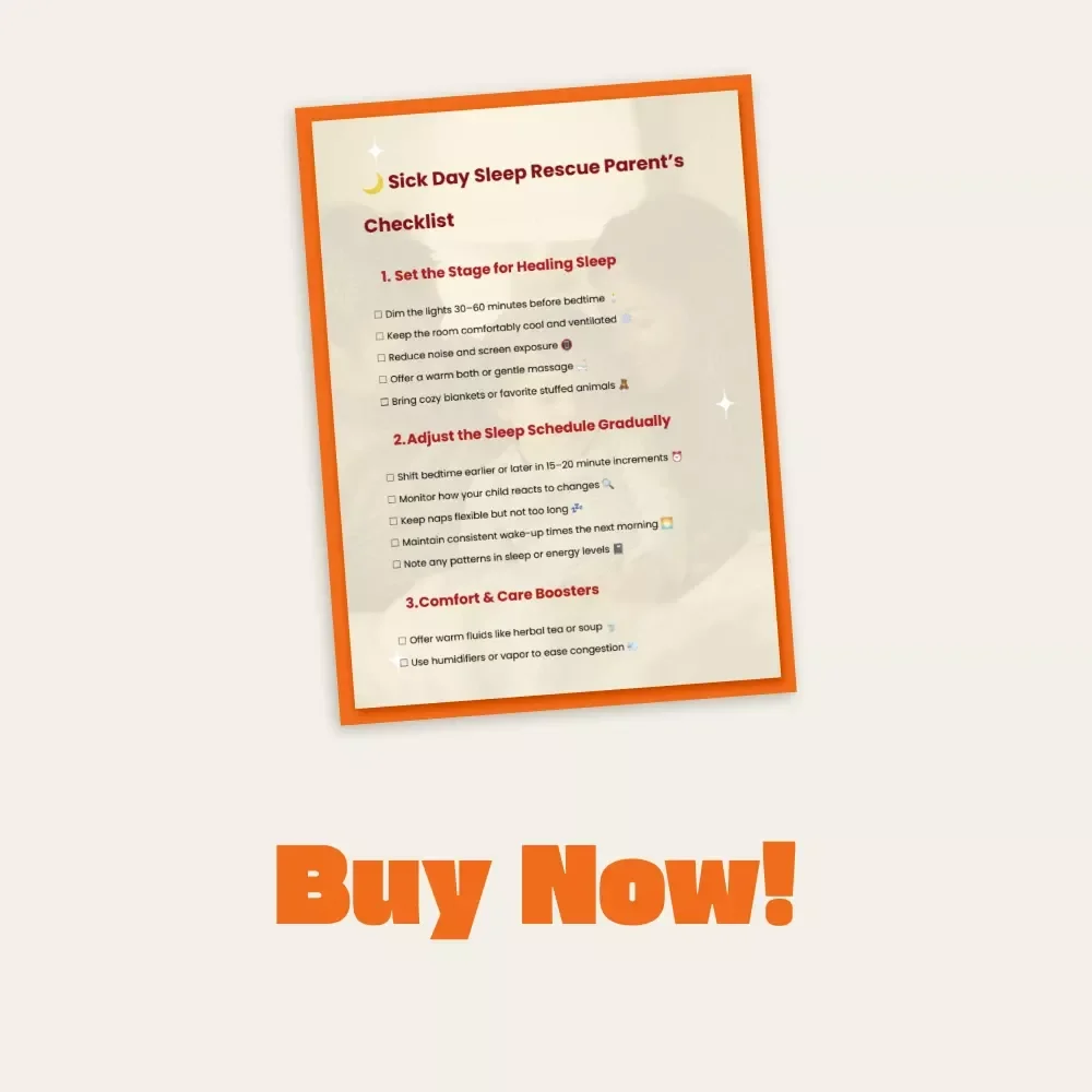 Sick Day Sleep Rescue Parent’s Checklist | Printable Sleep Guide for Moms & Dads | How to Adjust Bedtime When Child Is Sick | Healing Sleep Routine eBook