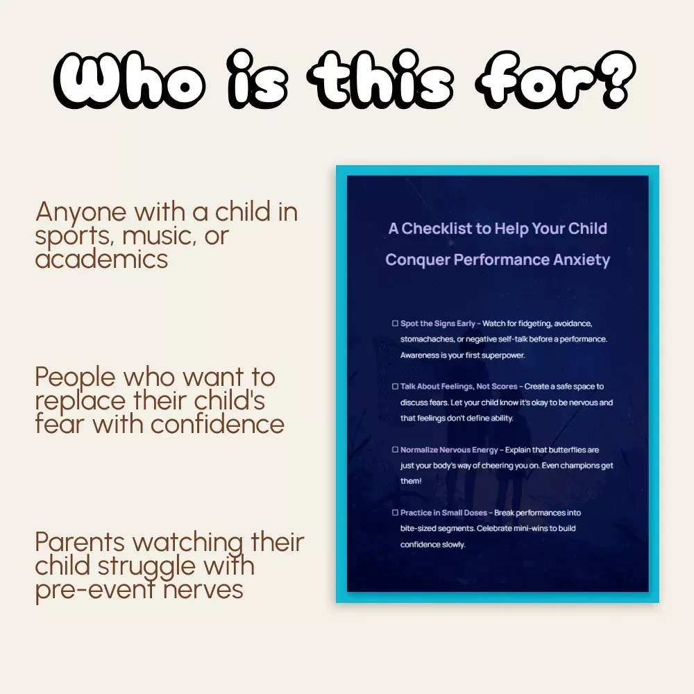 The Performance Anxiety Toolkit: A Digital Checklist to Help Your Child Conquer Stage Fright & Build Confidence - Instant Download
