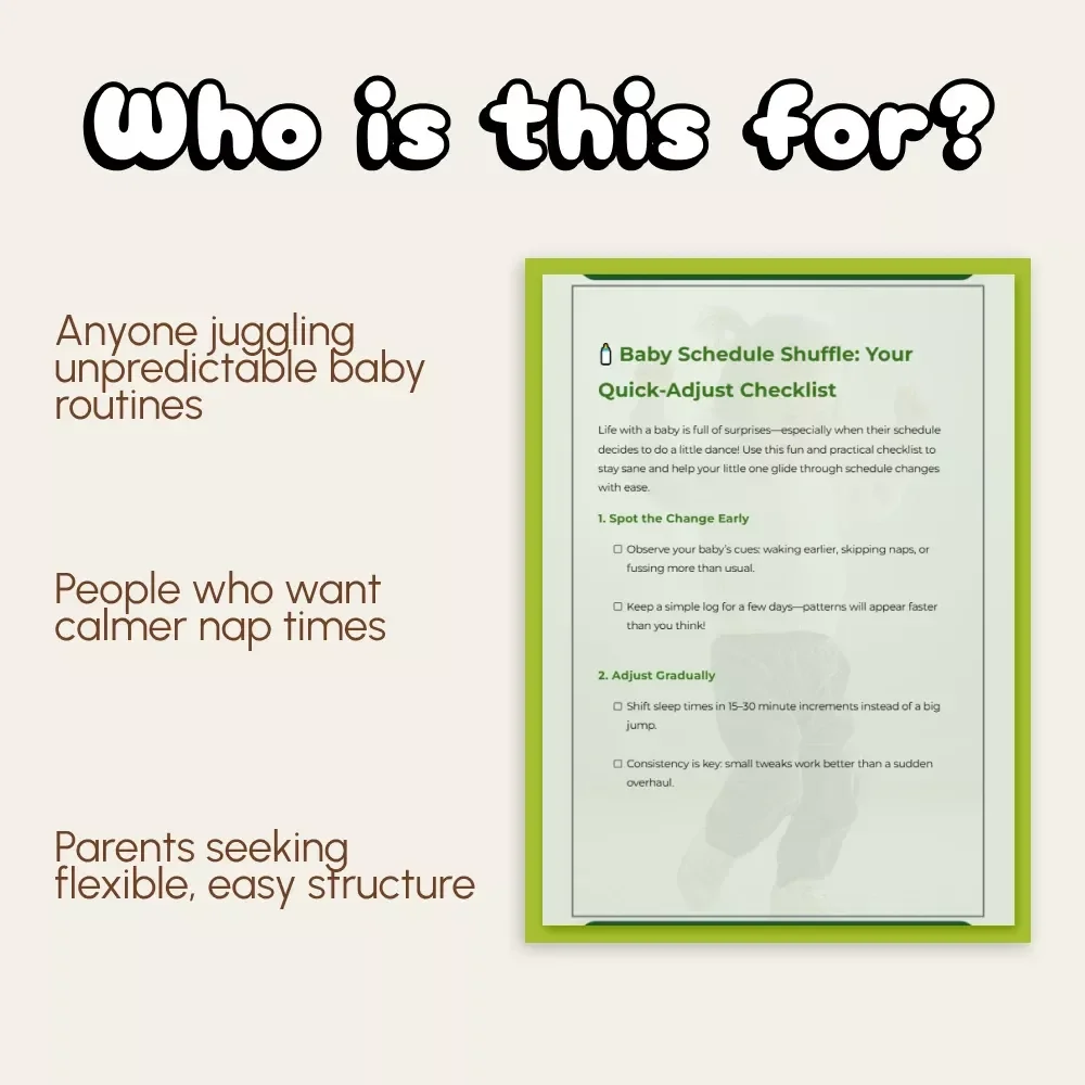 Baby Schedule Shuffle: Your Quick-Adjust Checklist | Printable Baby Sleep & Routine Guide | How to Adjust When Baby’s Schedule Changes