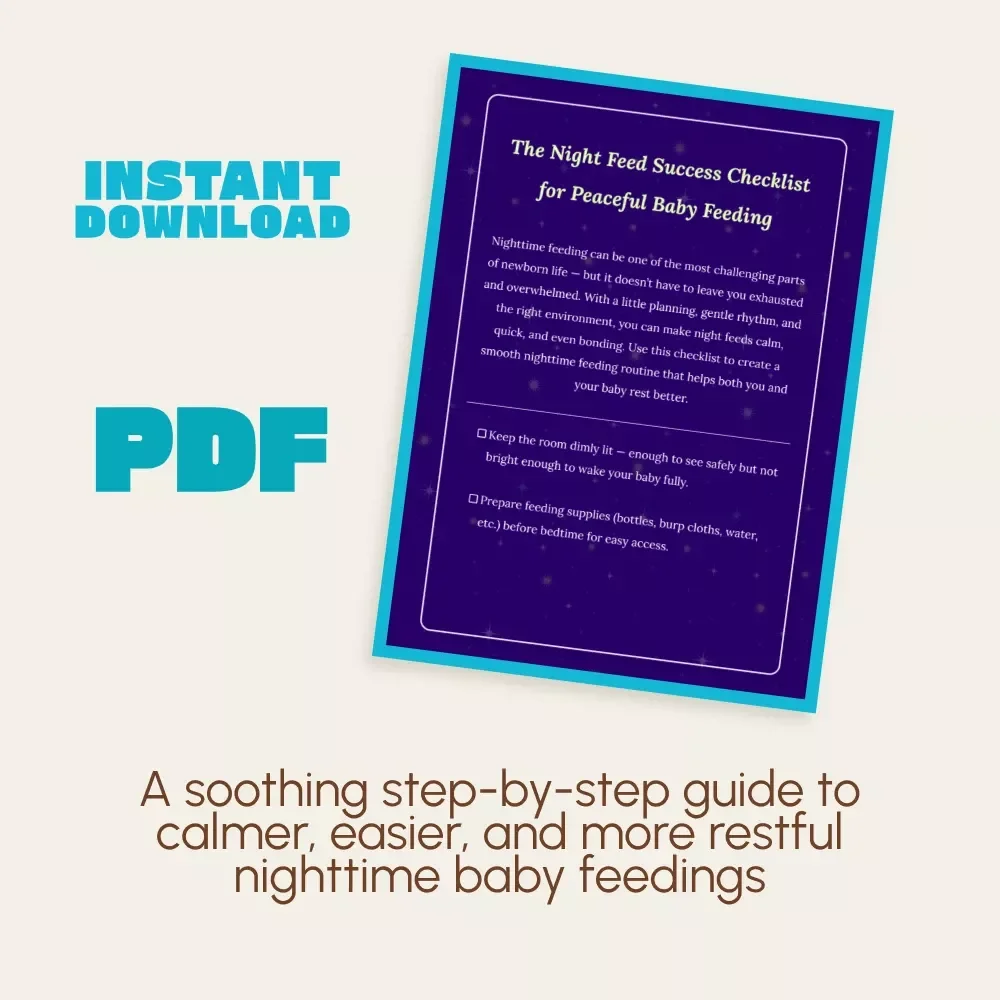 The Night Feed Success Checklist for Peaceful Baby Feeding | Newborn Tips for Calm, Restful Nights | Digital Download for Parents | Baby Sleep & Feeding Routine Guide | Printable tips for newborn nighttime feeding