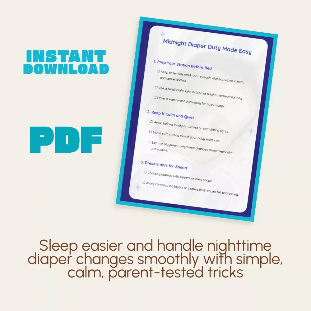 Midnight Diaper Duty Made Easy – Printable New Parent Checklist | Baby Sleep Tips | Nursery Organization | Digital Download for Parents | Tips for Nighttime Diaper Changes