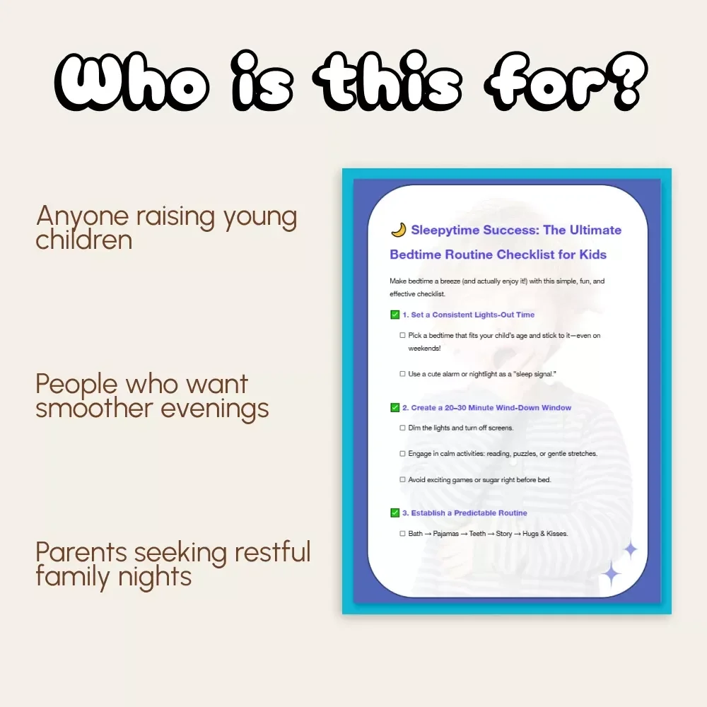 Sleepytime Success: The Ultimate Bedtime Routine Checklist for Kids | Digital Download | How to Set a Bedtime Routine for Kids | Printable Family Sleep Guide