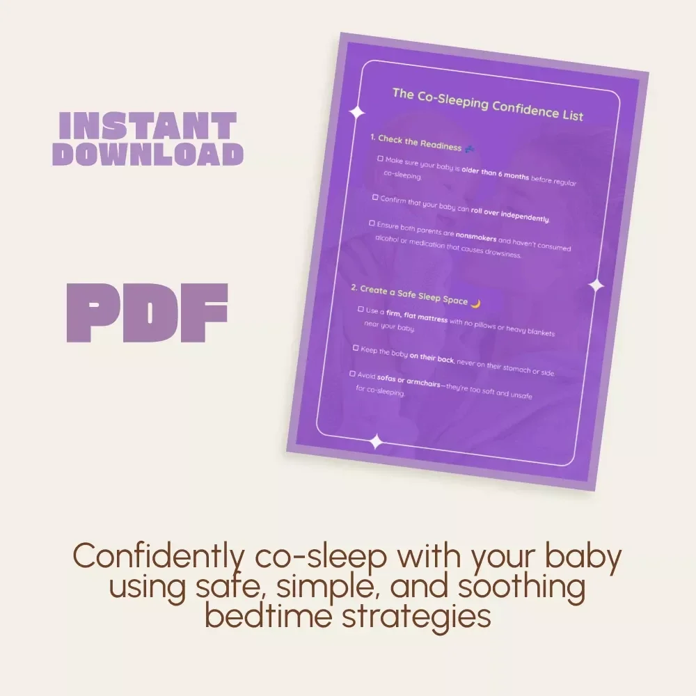 The Co-Sleeping Confidence List | Safe Baby Sleep Checklist | Digital Download for Parents | when is co-sleeping okay at night | Gentle Parenting Sleep Guide