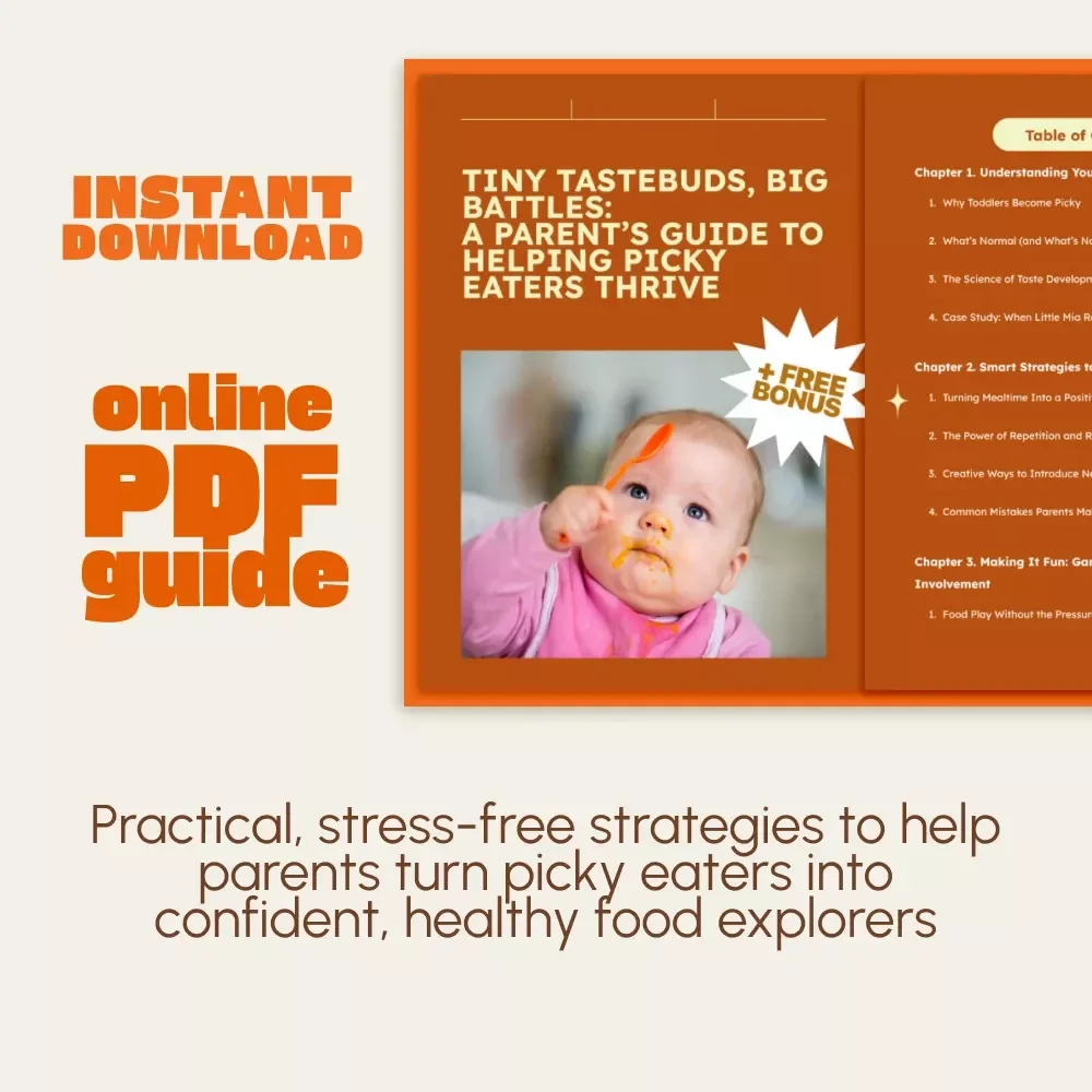 Tiny Tastebuds, Big Battles: A Parent’s Guide to Helping Picky Eaters Thrive | Printable Digital Download | Parenting eBook, Toddler Feeding Guide, Healthy Eating Tips for Kids