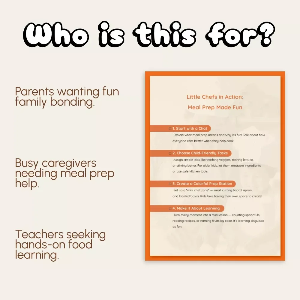Little Chefs in Action: Meal Prep Made Fun | Printable Checklist for Parents & Kids | How to Involve Child in Meal Prep | Family Cooking Guide for Creative Learning
