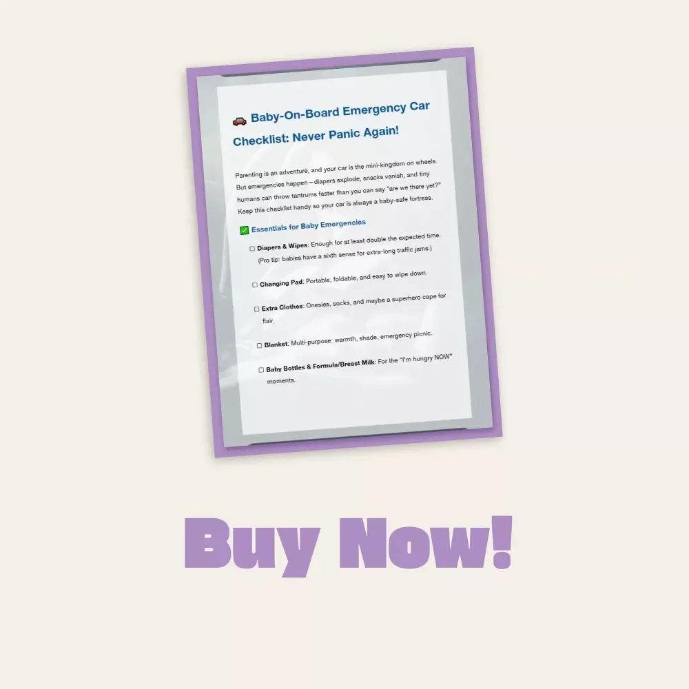 Baby-On-Board Emergency Car Checklist: Never Panic Again! | Printable Baby Travel Safety Guide | Digital Download | what emergency supplies to keep in car with baby
