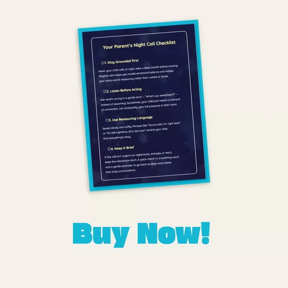 Your Parent’s Night Call Checklist | Printable Digital Download for Calm Nighttime Parenting | Gentle Sleep Support & How to Respond to Child Calling You at Night Guide