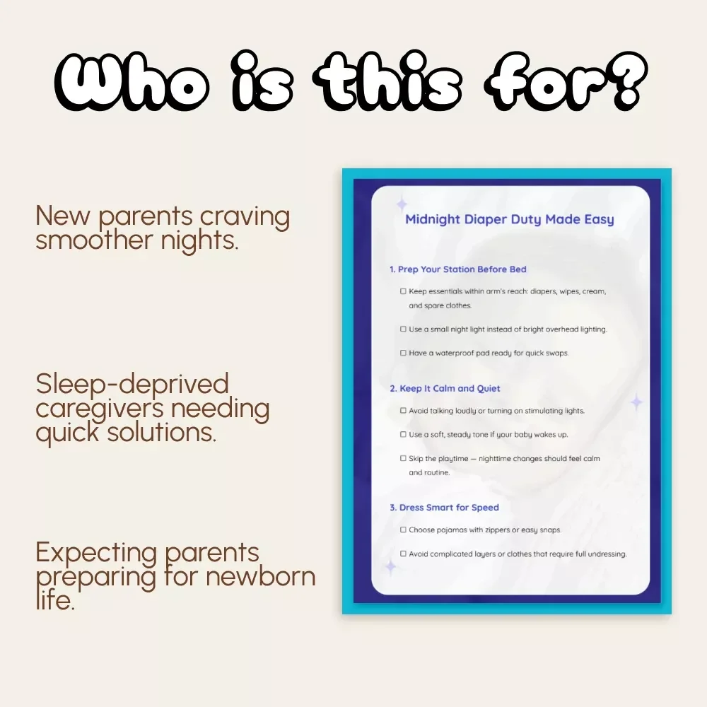 Midnight Diaper Duty Made Easy – Printable New Parent Checklist | Baby Sleep Tips | Nursery Organization | Digital Download for Parents | Tips for Nighttime Diaper Changes