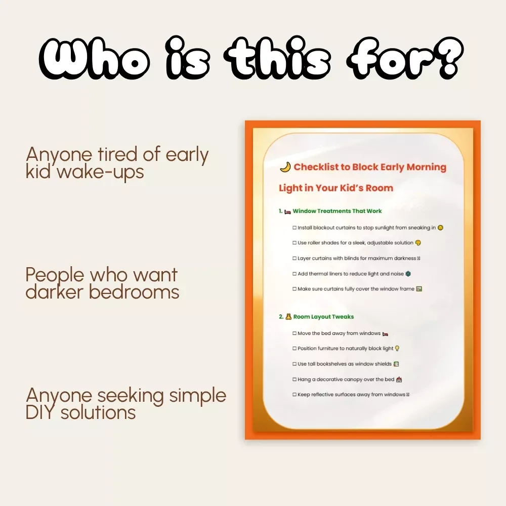 Checklist to Block Early Morning Light in Your Kid’s Room | How to Block Early Morning Light in Kid’s Room | Printable Sleep-Friendly Guide for Parents
