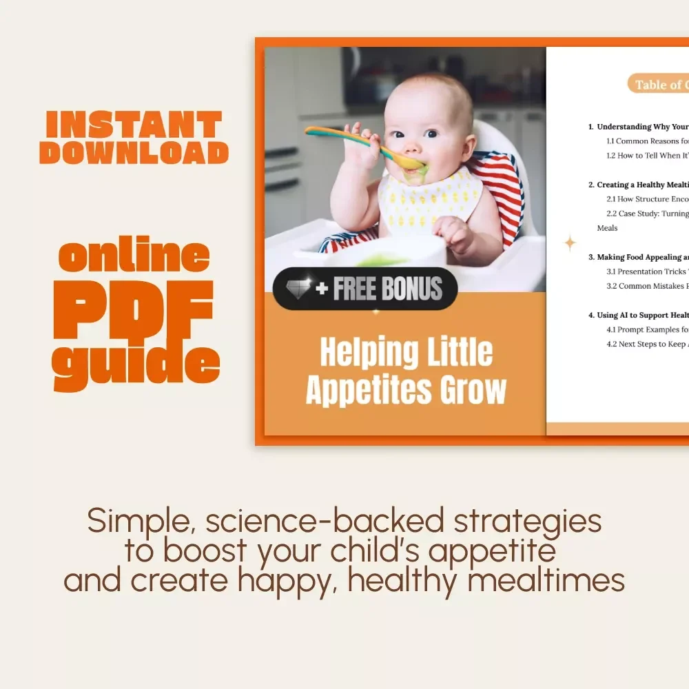Helping Little Appetites Grow | Parent’s Guide on How to Boost Appetite in Child | Digital Download eBook for Picky Eaters and Mealtime Routines