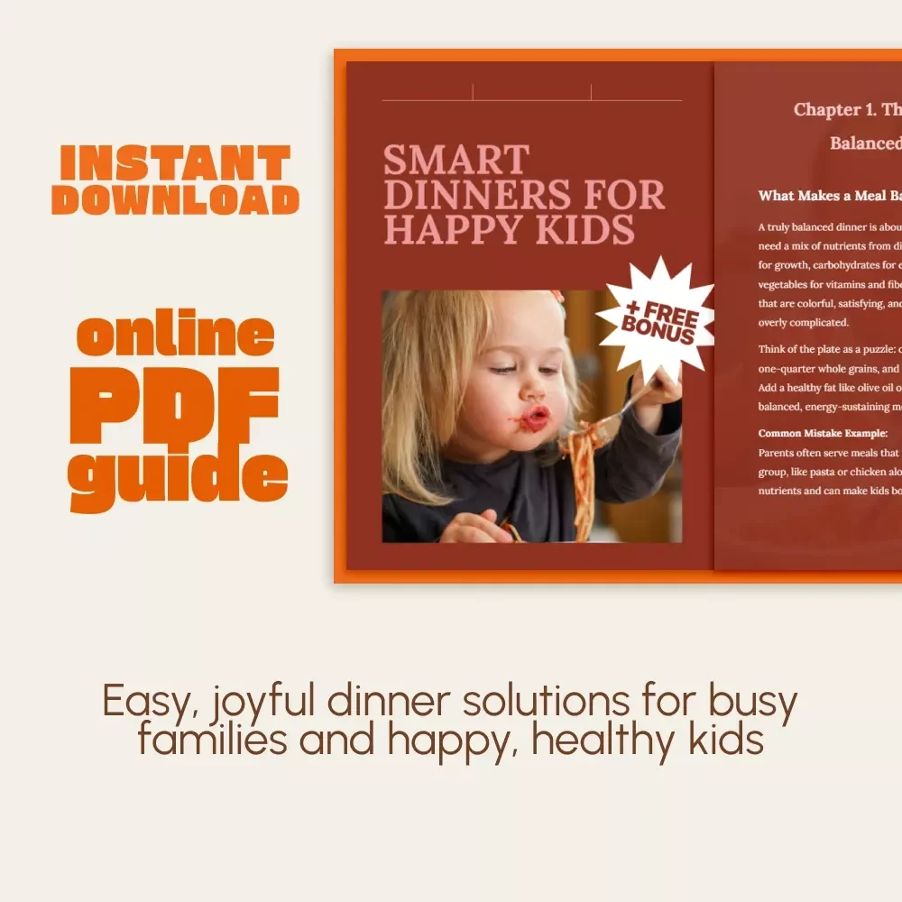 Smart Dinners for Happy Kids | Digital Guide on How to Make Balanced Dinners for Kids | Family Meal Planning Made Easy for Busy Parents