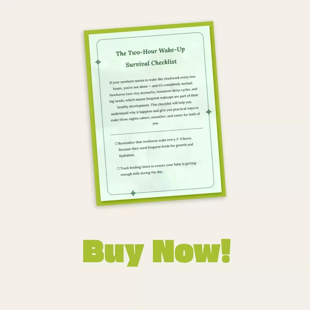 The Two-Hour Wake-Up Survival Checklist | Newborn Sleep Guide for Exhausted Parents | Digital Download | why does newborn wake every 2 hours | Baby Sleep Support eBook