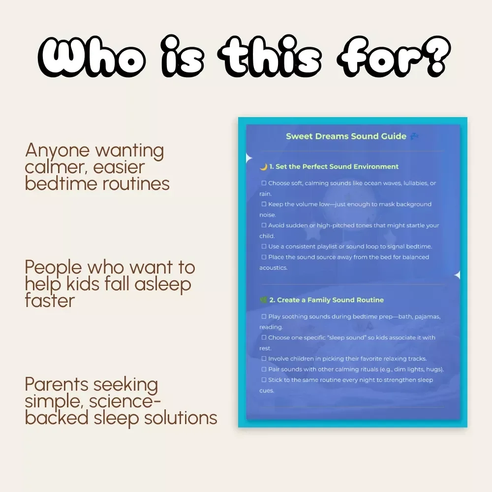 Sweet Dreams Sound Guide | Baby Sleep eBook, Calming Bedtime Sound Routine, AI Sleep Soundscape Tips, Toddler Sleep Aid Checklist, Instant Digital Download