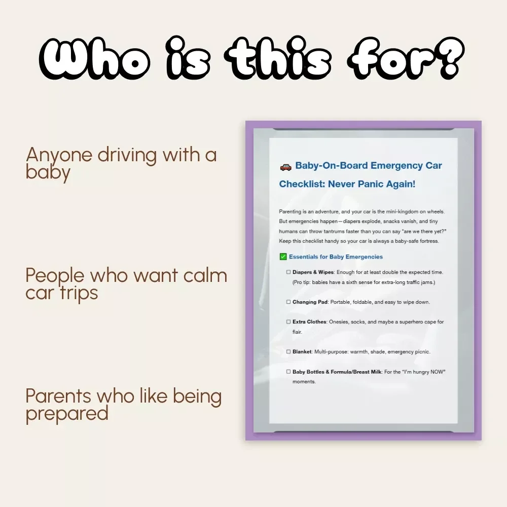 Baby-On-Board Emergency Car Checklist: Never Panic Again! | Printable Baby Travel Safety Guide | Digital Download | what emergency supplies to keep in car with baby