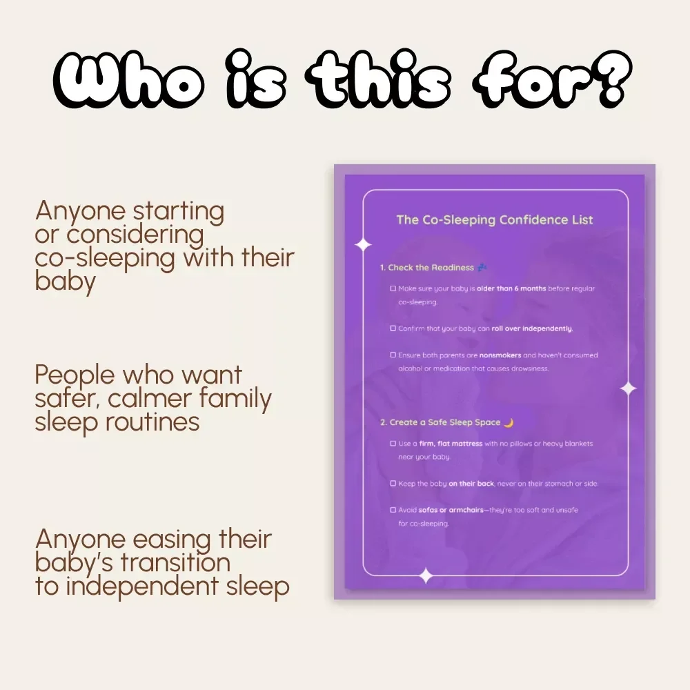 The Co-Sleeping Confidence List | Safe Baby Sleep Checklist | Digital Download for Parents | when is co-sleeping okay at night | Gentle Parenting Sleep Guide