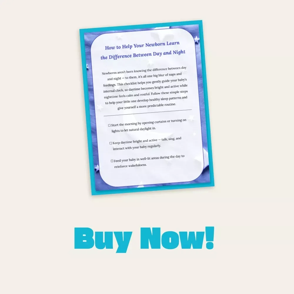 How to Help Your Newborn Learn the Difference Between Day and Night | Gentle Baby Sleep Routine Checklist | Printable Digital Download | how to teach newborn day vs night