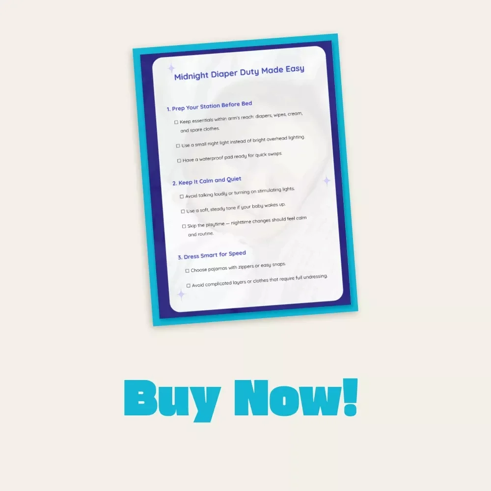 Midnight Diaper Duty Made Easy – Printable New Parent Checklist | Baby Sleep Tips | Nursery Organization | Digital Download for Parents | Tips for Nighttime Diaper Changes