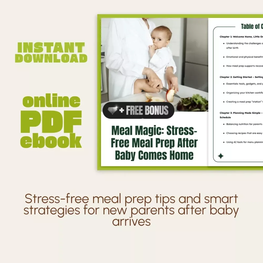 Meal Magic: Stress-Free Meal Prep After Baby Comes Home | New Mom eBook | Postpartum Nutrition Guide | Digital Download for Busy Parents