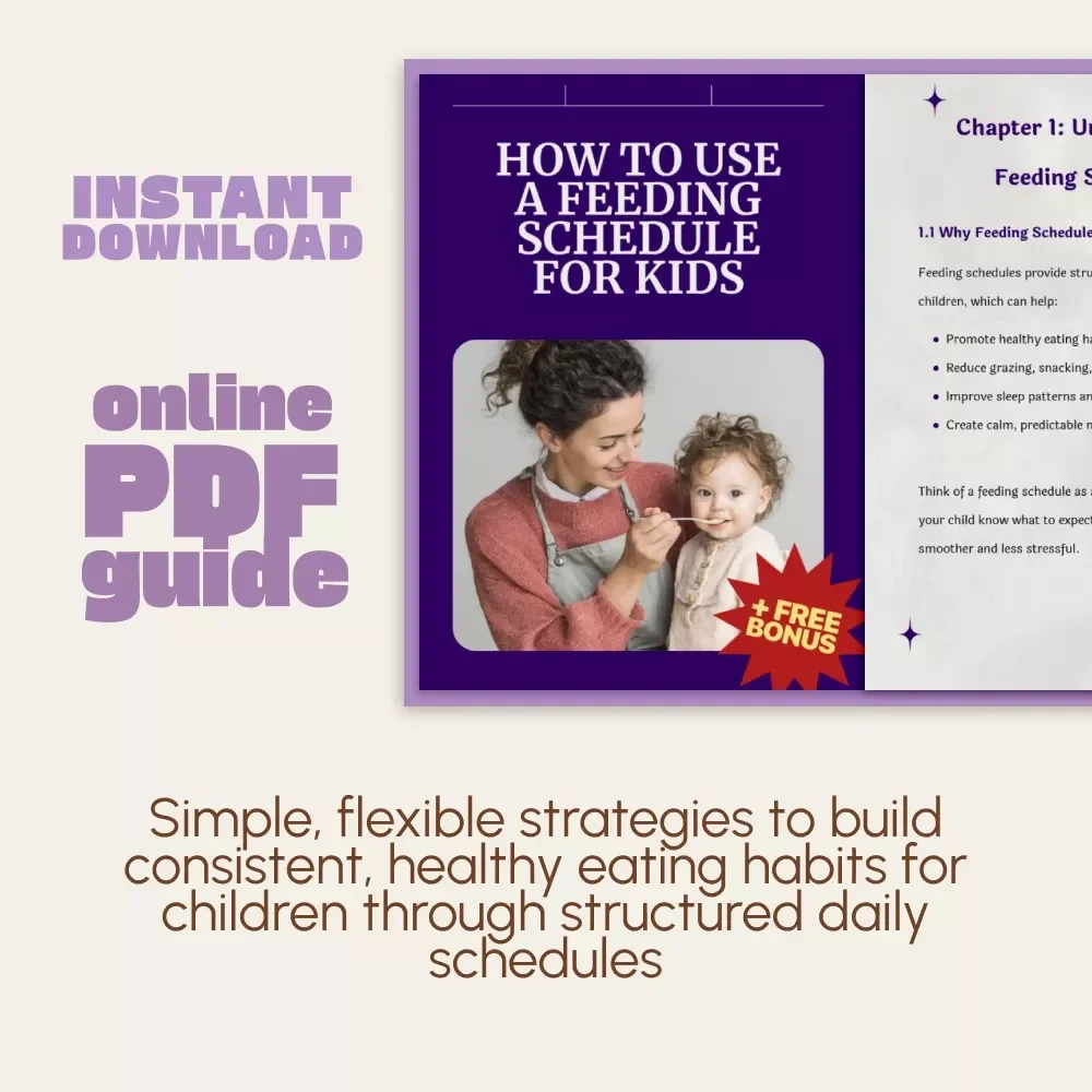 How to Use a Feeding Schedule for Kids | Digital Parenting Guide, Child Nutrition Planner, & Printable Routine Template for Healthy Mealtime Habits