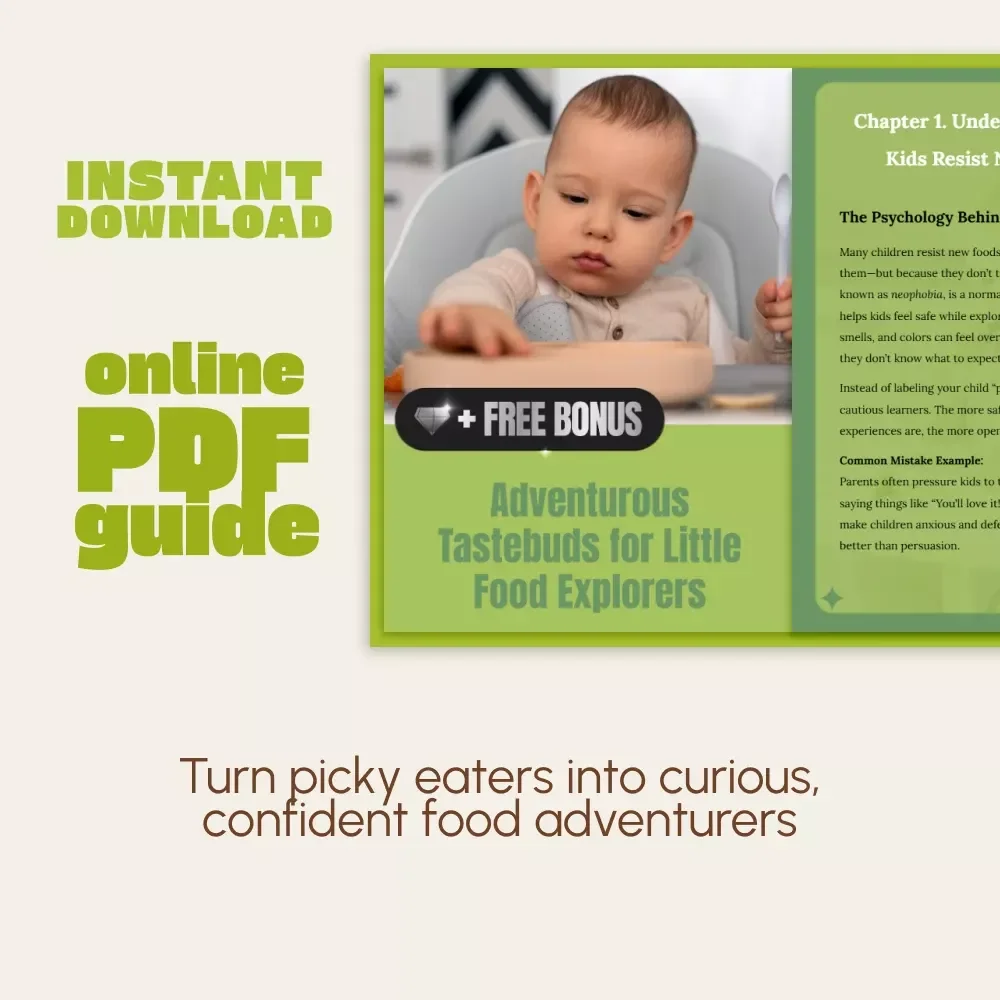 Adventurous Tastebuds for Little Food Explorers | Digital Guide for Parents on How to Encourage Child to Try New Flavors | Printable PDF eBook for Raising Curious Eaters