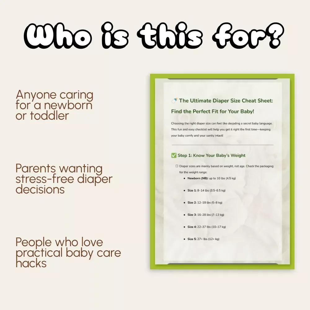 The Ultimate Diaper Size Cheat Sheet: Find the Perfect Fit for Your Baby | Printable Diaper Size Guide | Baby Weight & Fit Checklist | Digital Download for New Parents | what size diaper should my baby wear