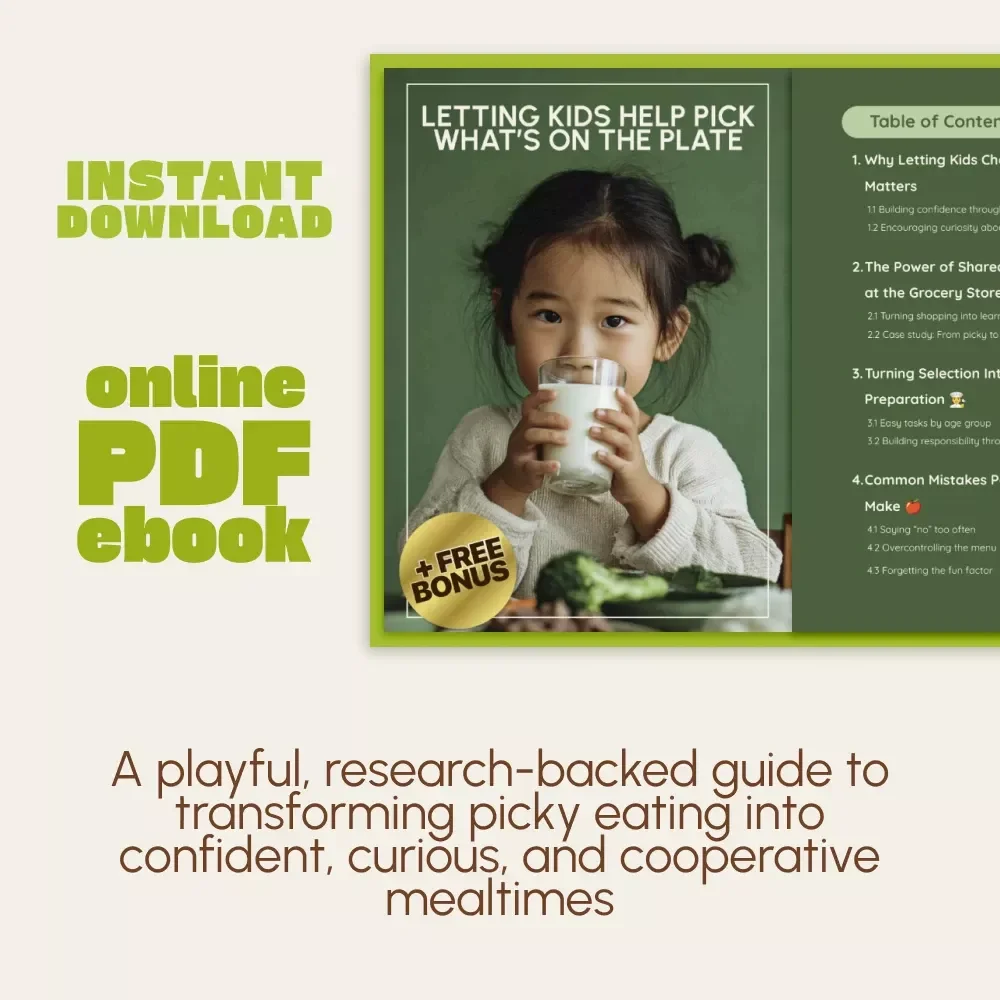 Letting Kids Help Pick What’s on the Plate | eBook on How to Let Child Help Choose Foods | Positive Parenting Guide for Picky Eaters, Family Mealtime Harmony & Food Choice Confidence