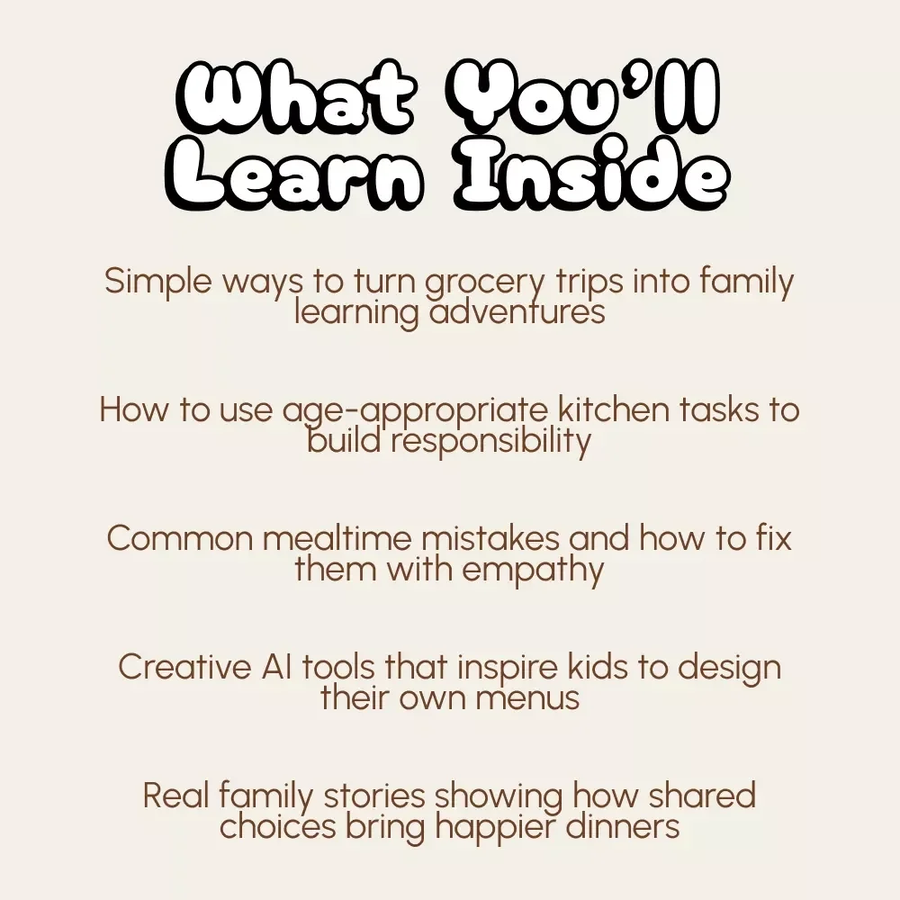 Letting Kids Help Pick What’s on the Plate | eBook on How to Let Child Help Choose Foods | Positive Parenting Guide for Picky Eaters, Family Mealtime Harmony & Food Choice Confidence
