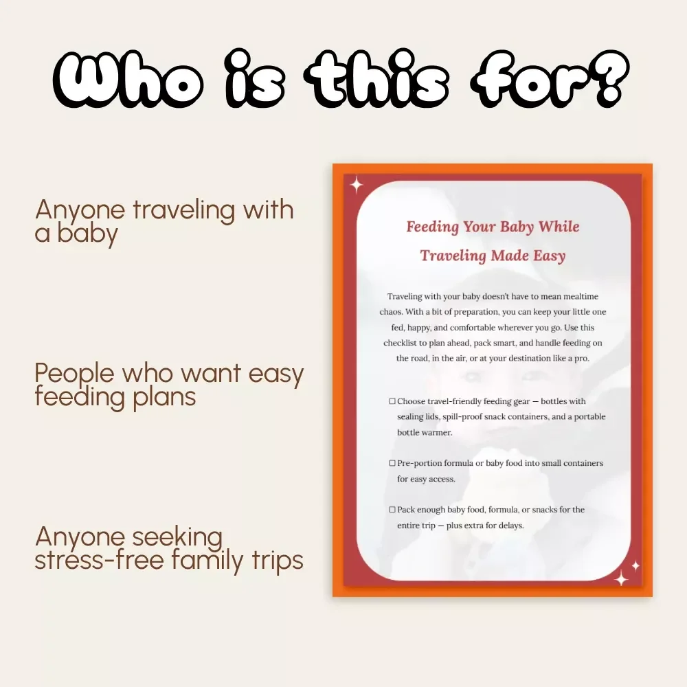 Feeding Your Baby While Traveling Made Easy – Printable Checklist for Parents | Digital Download | How to Feed Baby While Traveling Guide