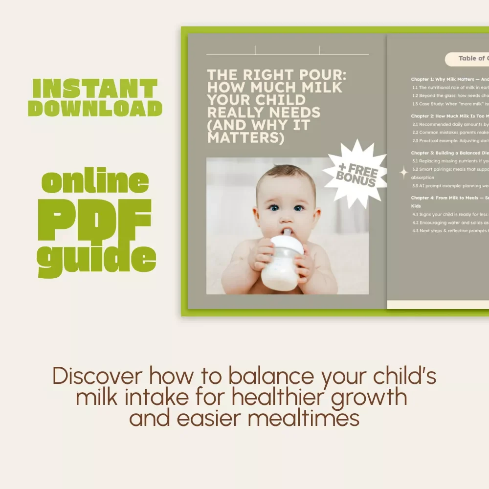 The Right Pour: How Much Milk Your Child Really Needs (and Why It Matters) | Digital Parenting Guide on How Much Milk Should Child Drink | Printable Nutrition eBook for Kids’ Health
