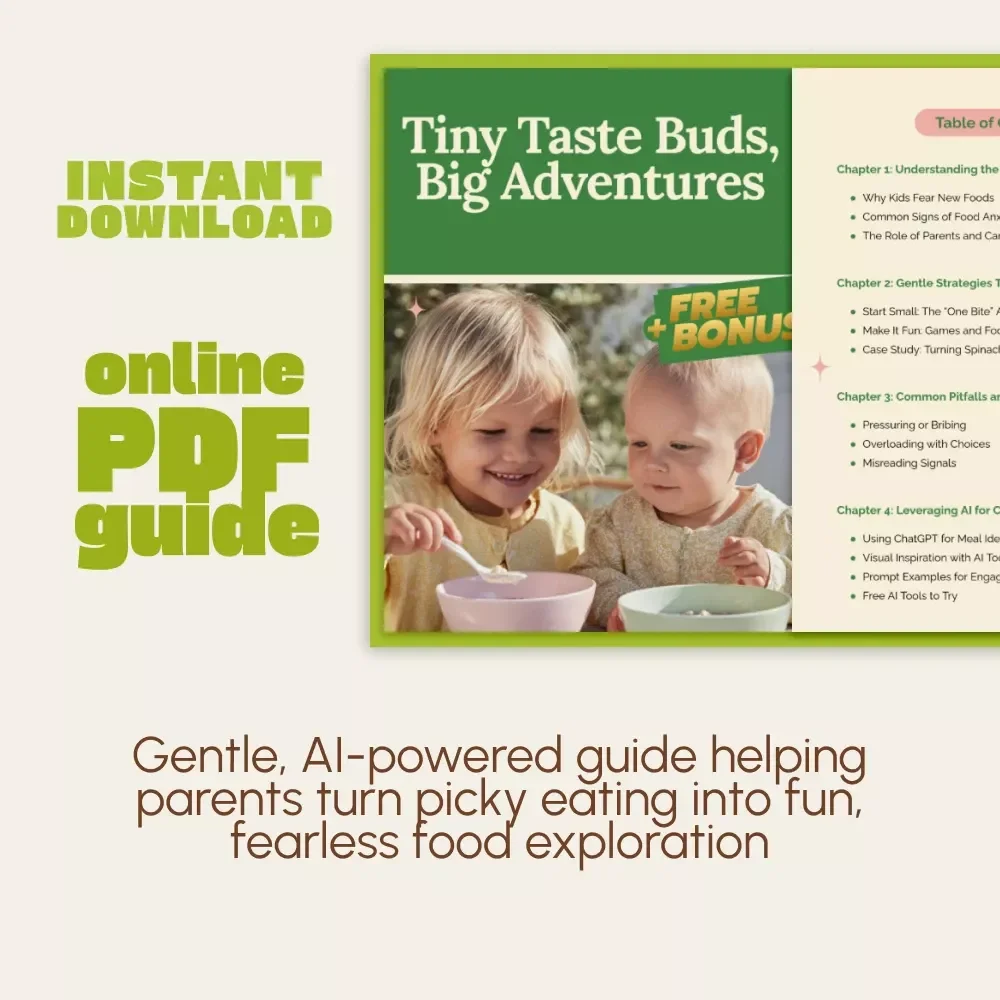 Tiny Taste Buds, Big Adventures | Kids Food Anxiety eBook, Gentle Eating Guide for Picky Eaters, Parenting Resource, AI Food Creativity Tips, Digital Download