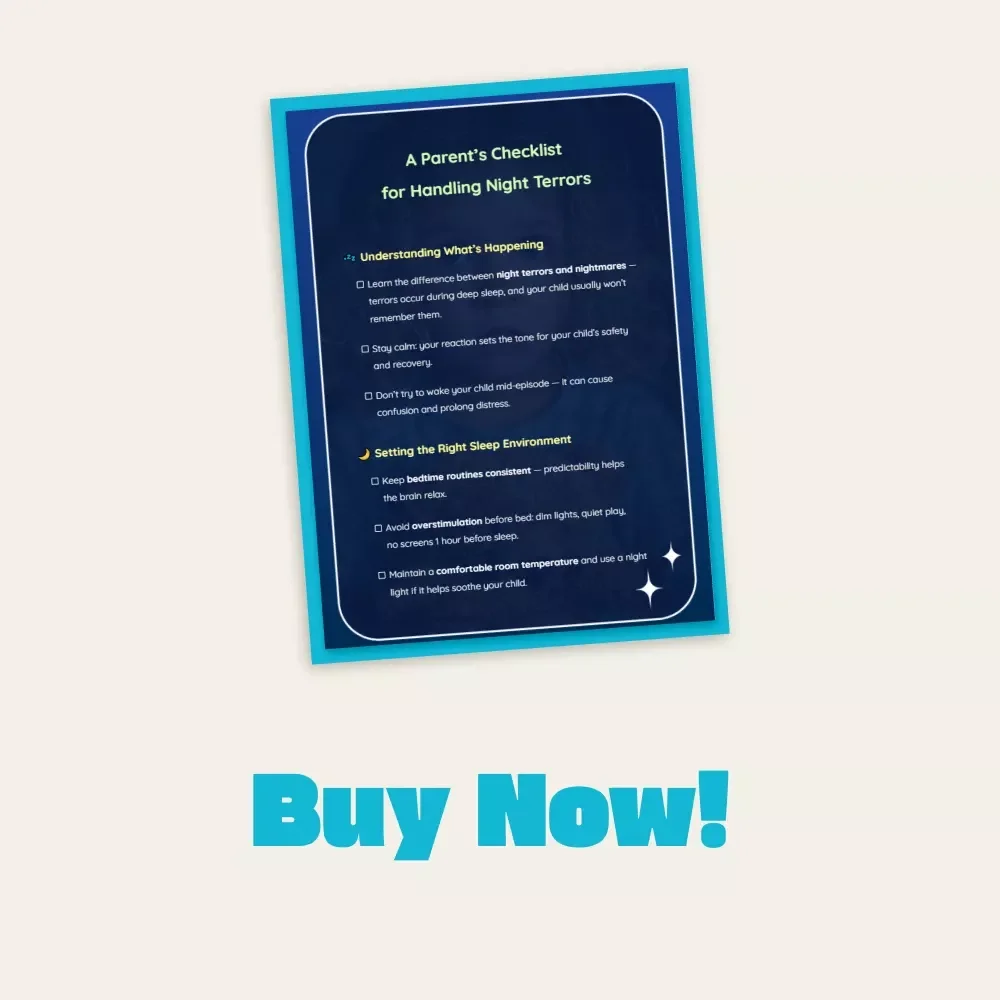A Parent’s Checklist for Handling Night Terrors | Printable Guide for Parents | Digital Download on How to Deal with Night Terrors in Kids | Calming Sleep Support Resource