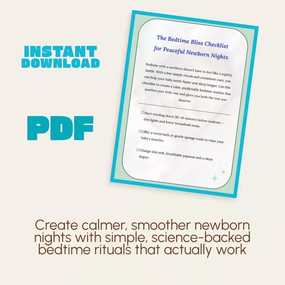 The Bedtime Bliss Checklist for Peaceful Newborn Nights | Digital Baby Sleep Routine Guide | Best Way to Settle Newborn at Bedtime | Instant Download