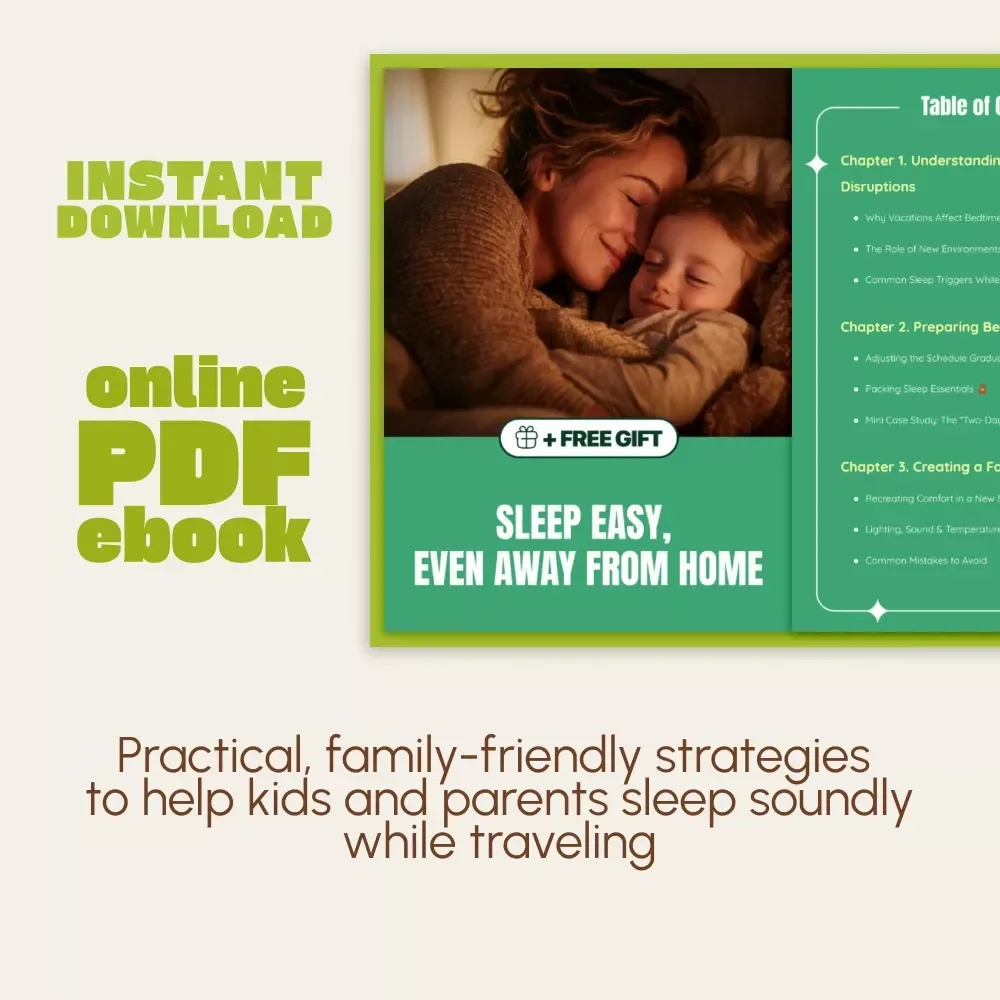 Sleep Easy, Even Away from Home | Travel Sleep eBook for Parents | How to Manage Bedtime on Vacation | Digital Download Guide for Calm Nights Anywhere