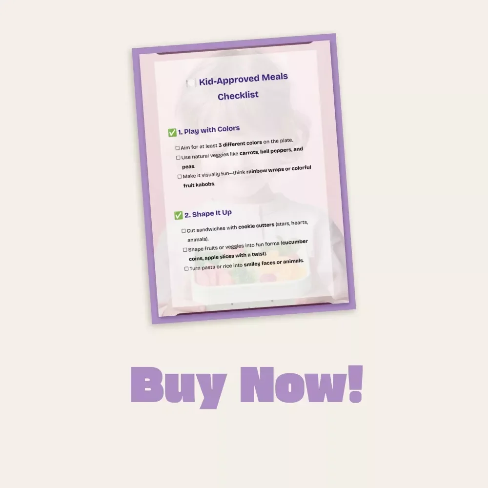 Kid-Approved Meals Checklist | Fun & Easy Ideas to Make Meals Appealing to Kids | Printable Digital Download for Parents