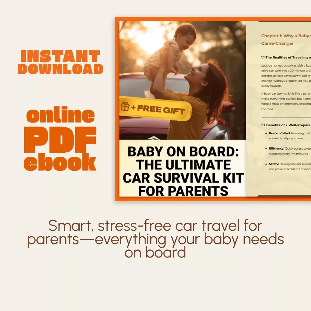 Baby on Board: The Ultimate Car Survival Kit for Parents | Printable eBook Guide | What to Pack in Baby Car Survival Kit | New Parent Travel Essentials