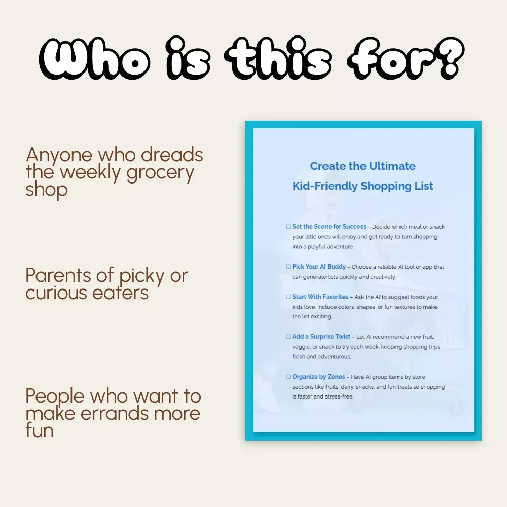 Create the Ultimate Kid-Friendly Shopping List Digital Checklist | How to Use AI to Generate Shopping List for Kids