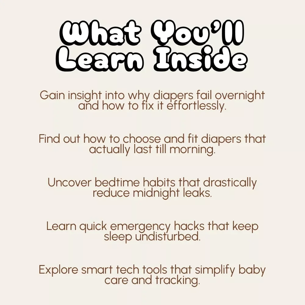 Nighttime Diaper Leaks: Smart Solutions for Peaceful Sleep | Baby Sleep Guide for Parents | Digital Download – Stop Diaper Leaks at Night & Learn What to Do When Diaper Leaks at Night