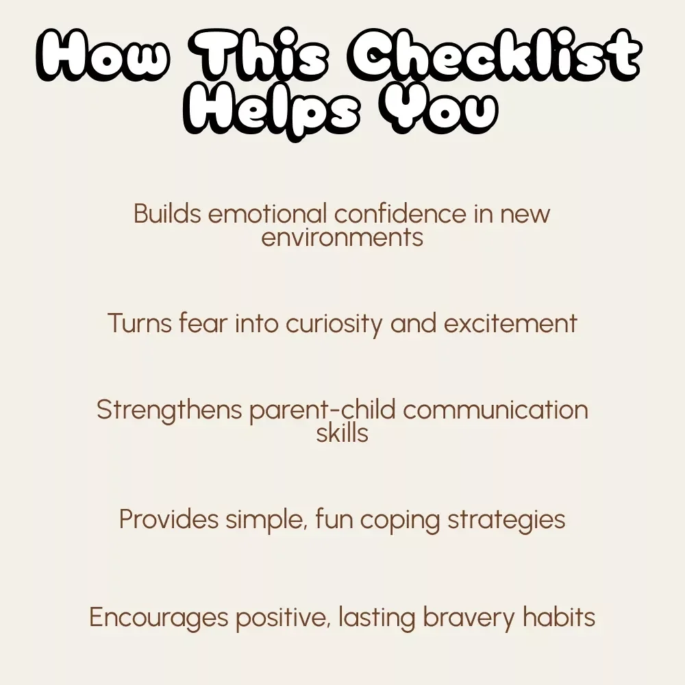 A Fun Checklist to Help Your Child Tackle New Places | Printable Kids Anxiety Guide | Digital Download Parenting Resource | Confidence-Building eBook for Children Facing New Environments