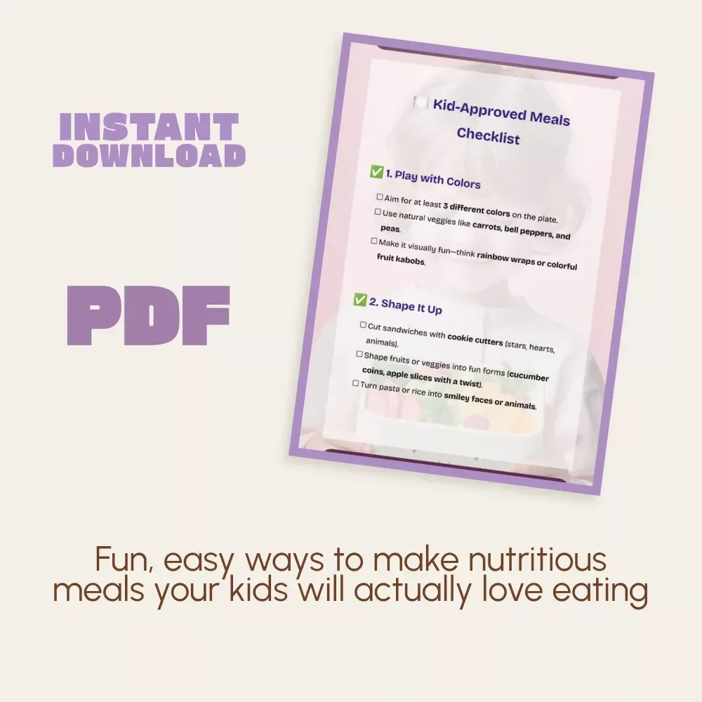 Kid-Approved Meals Checklist | Fun & Easy Ideas to Make Meals Appealing to Kids | Printable Digital Download for Parents
