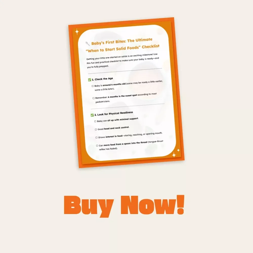 Baby’s First Bites: The Ultimate “When to Start Solid Foods” Checklist | Baby Feeding Guide for New Parents | Printable Digital Download