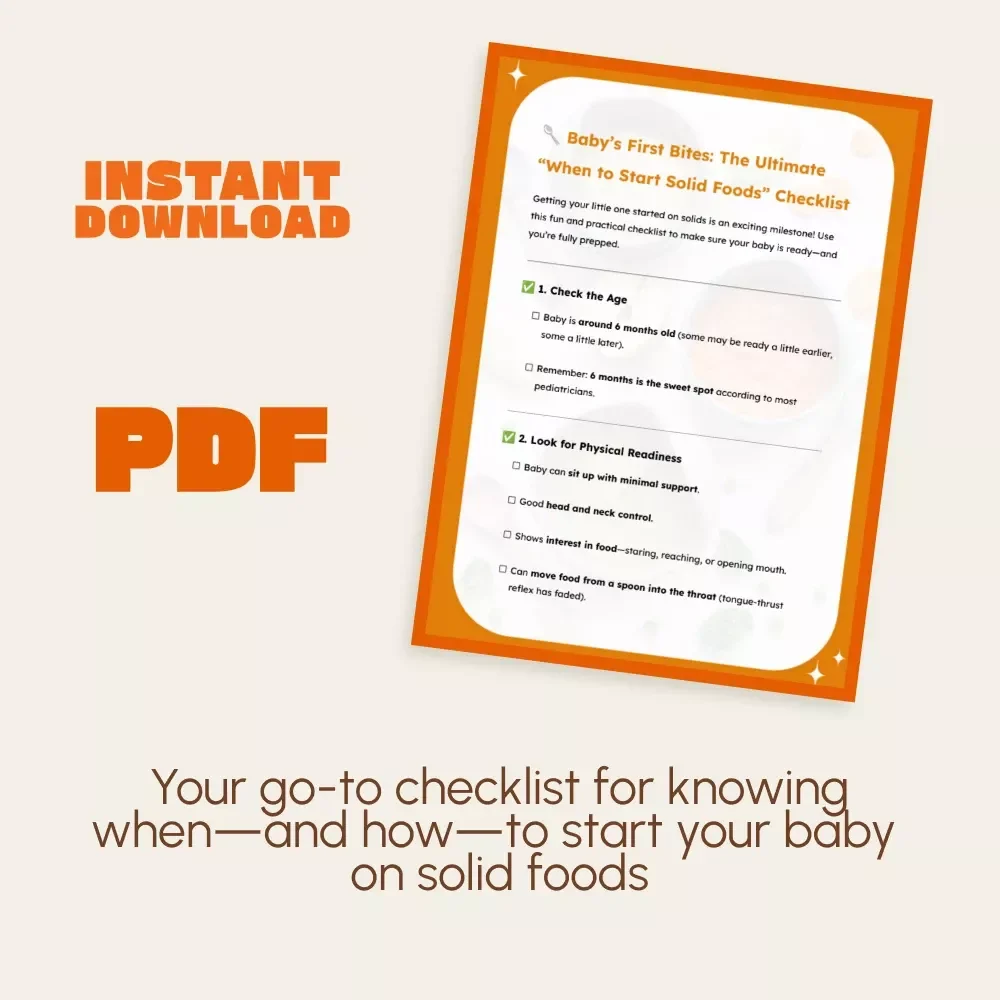Baby’s First Bites: The Ultimate “When to Start Solid Foods” Checklist | Baby Feeding Guide for New Parents | Printable Digital Download