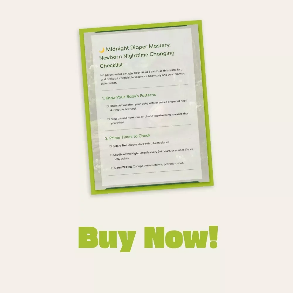 Midnight Diaper Mastery: Newborn Nighttime Changing Checklist | Digital Download | New Parent Guide for How Often to Change Newborn Diaper at Night