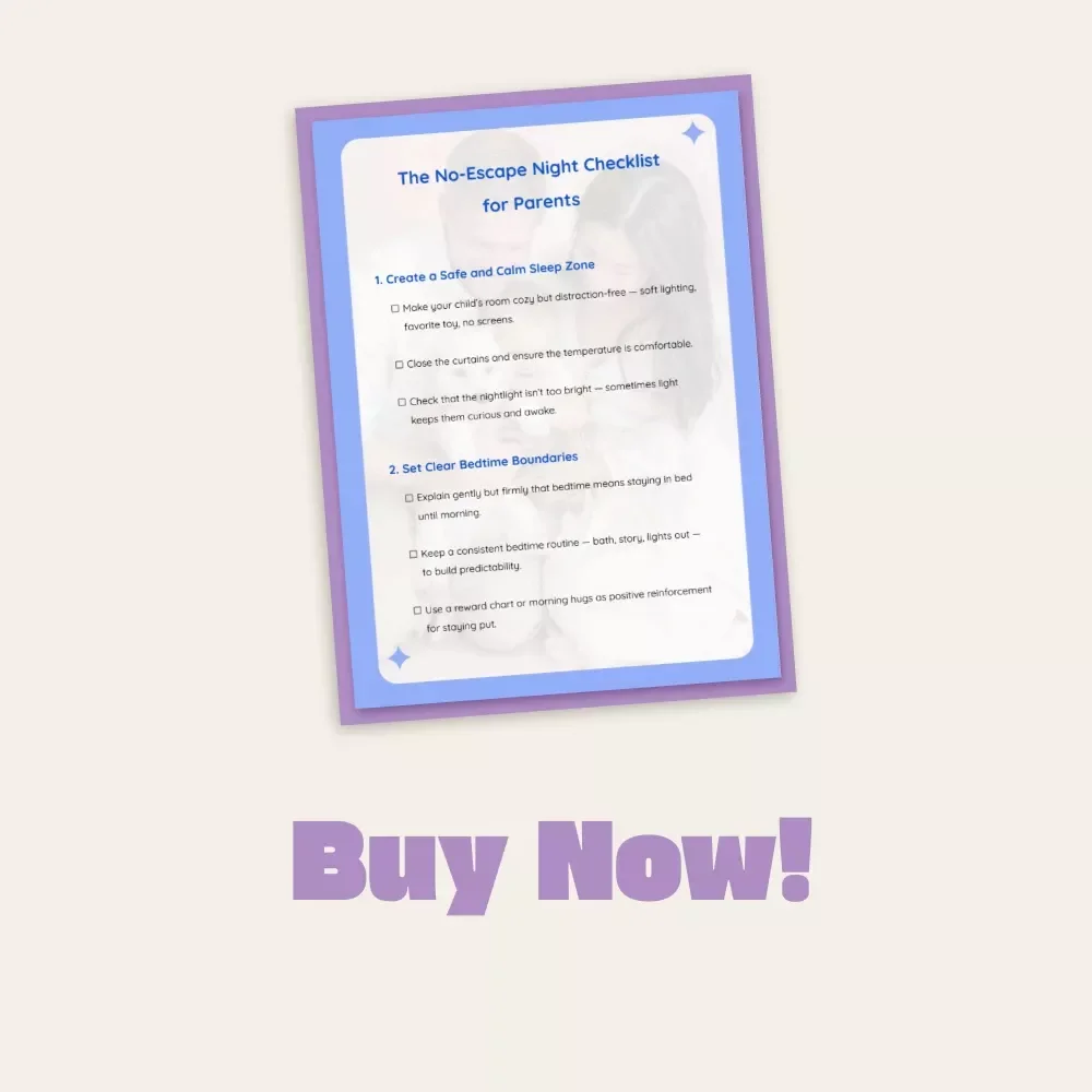 The No-Escape Night Checklist for Parents | Printable Sleep Training Guide for Toddlers & Kids | How to Prevent Child from Leaving Room at Night