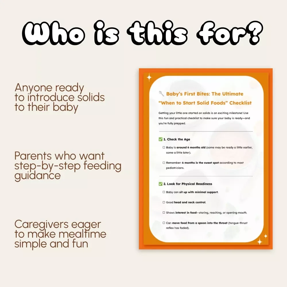 Baby’s First Bites: The Ultimate “When to Start Solid Foods” Checklist | Baby Feeding Guide for New Parents | Printable Digital Download
