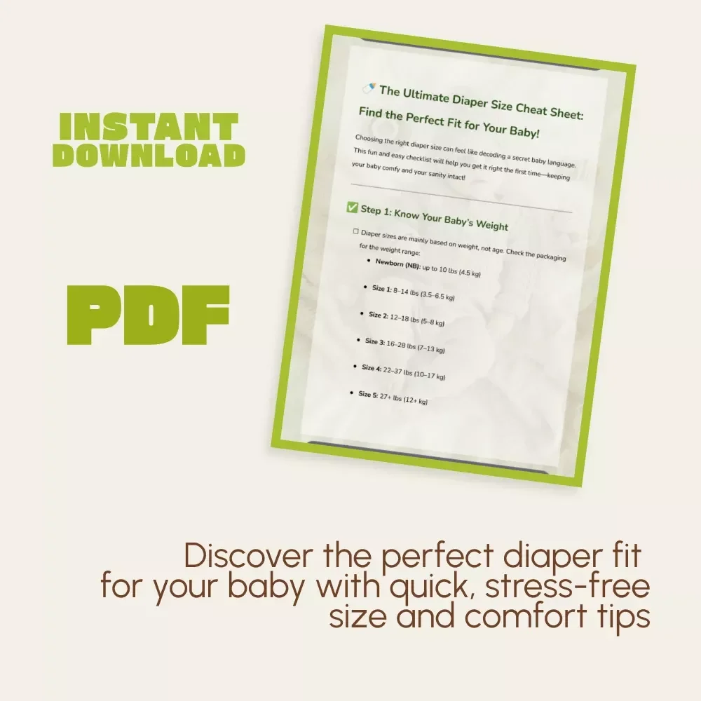 The Ultimate Diaper Size Cheat Sheet: Find the Perfect Fit for Your Baby | Printable Diaper Size Guide | Baby Weight & Fit Checklist | Digital Download for New Parents | what size diaper should my baby wear
