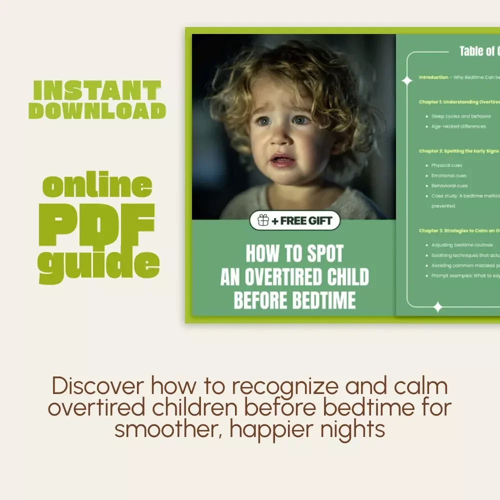 How to Spot an Overtired Child Before Bedtime | Printable Parenting Guide | Digital Download on How to Know if Child is Overtired at Bedtime | Gentle Sleep Strategies for Parents