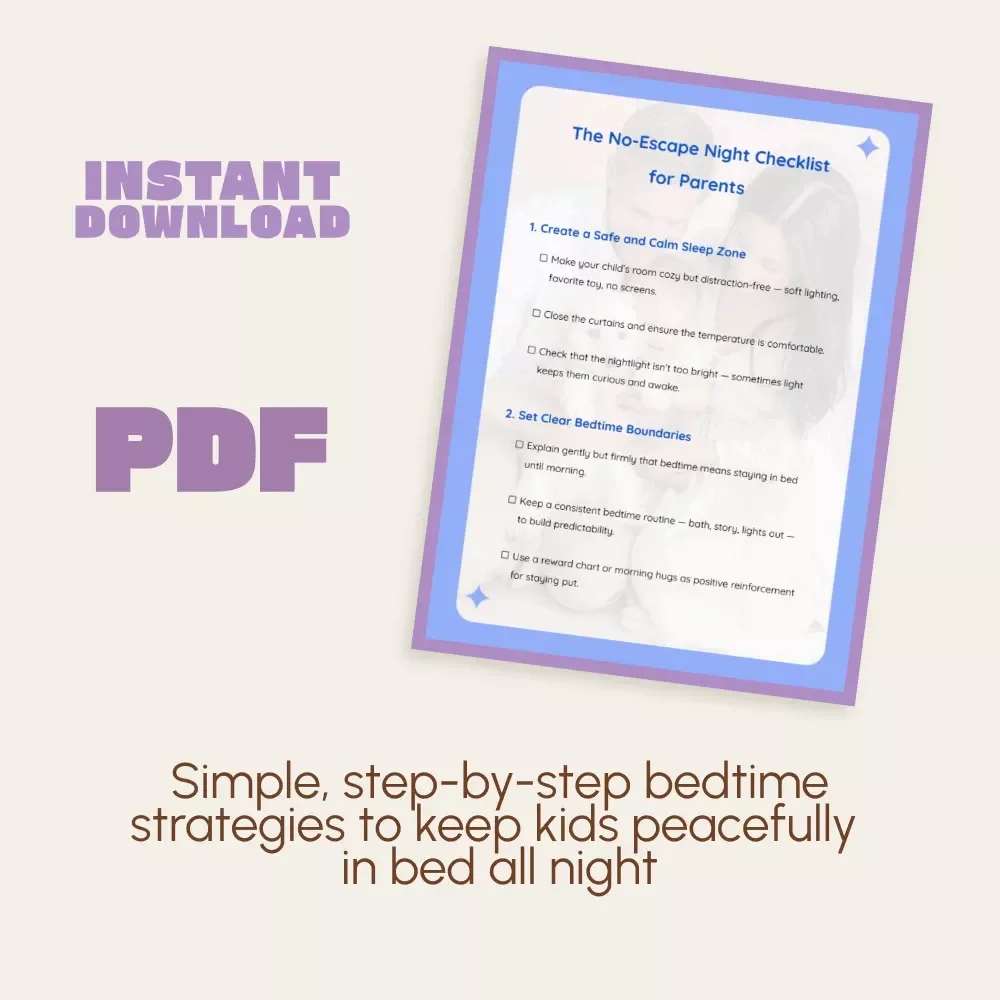 The No-Escape Night Checklist for Parents | Printable Sleep Training Guide for Toddlers & Kids | How to Prevent Child from Leaving Room at Night