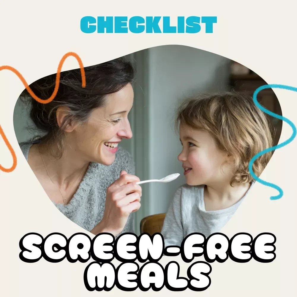 Screen-Free Meals Made Simple | Printable Checklist for Families | Digital Download | Family Mealtime Guide on How to Limit Screens During Meals