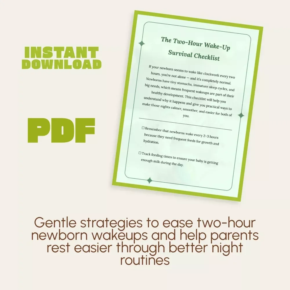 The Two-Hour Wake-Up Survival Checklist | Newborn Sleep Guide for Exhausted Parents | Digital Download | why does newborn wake every 2 hours | Baby Sleep Support eBook